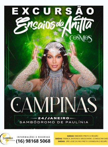 Excursão Ensaios da Anita 2026 – RIBEIRÃO PRETO E REGIÃO