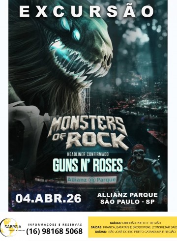 EXCURSÃO MONSTERS OF ROCK – RIBEIRÃO PRETO E REGIÃO